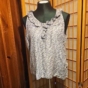 Old Navy Silk Floral Ruffle Blouse